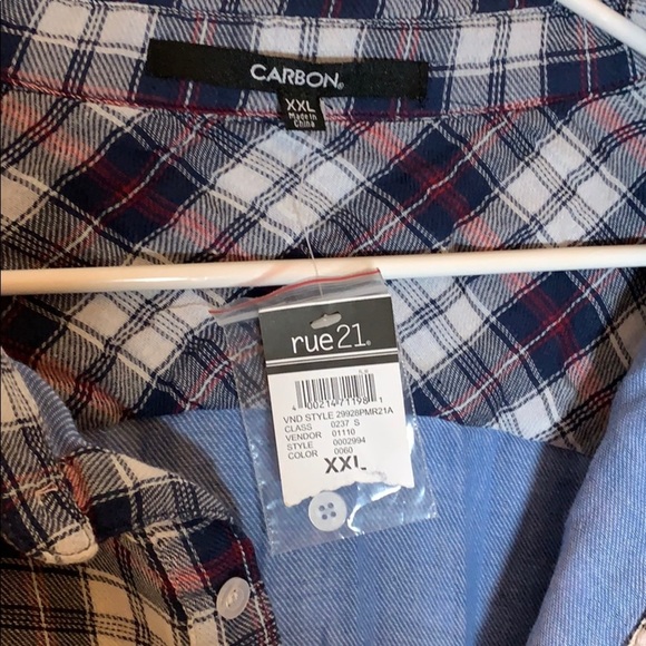 Rue21 Carbon plaid men’s XXL button up collared shirt NWT - Picture 8 of 8